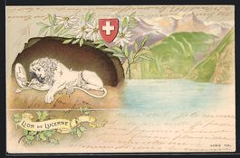 Litho Luzern, Löwendenkmal, Schweizer W
