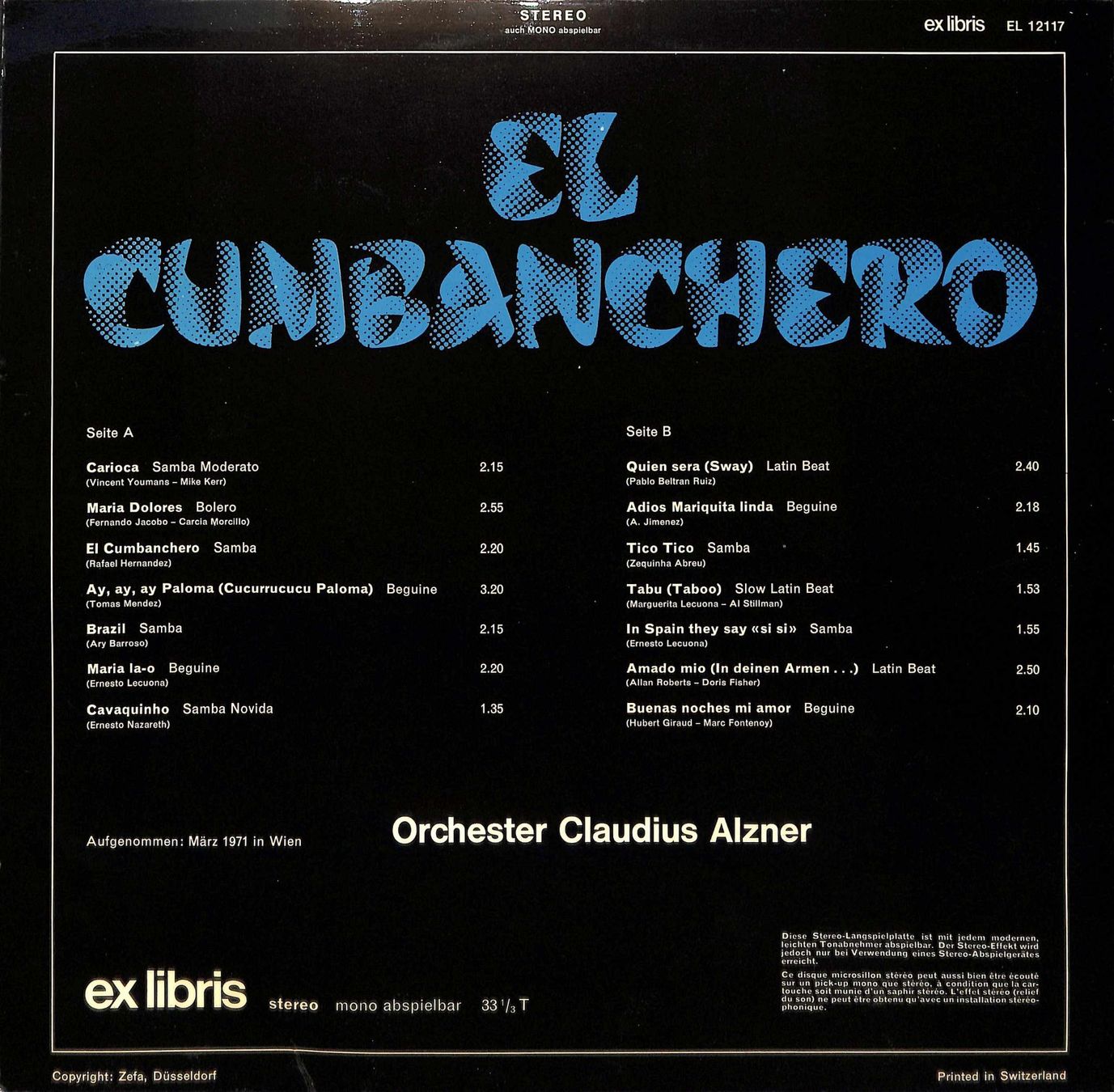 Dischi in vinile: LP Orchester Claudius Alzner - El Cumbanchero – Usato da Trimmis venduto da Beax72 1