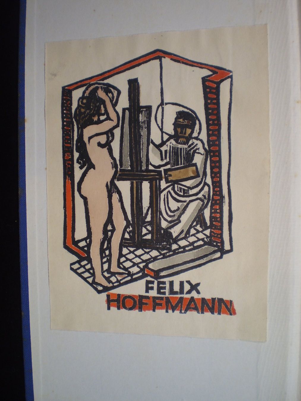 Xilografie: Ex Libris Felix Hoffmann, kolorierter Holzschnitt – Usato da Lenzburg venduto da strebeck