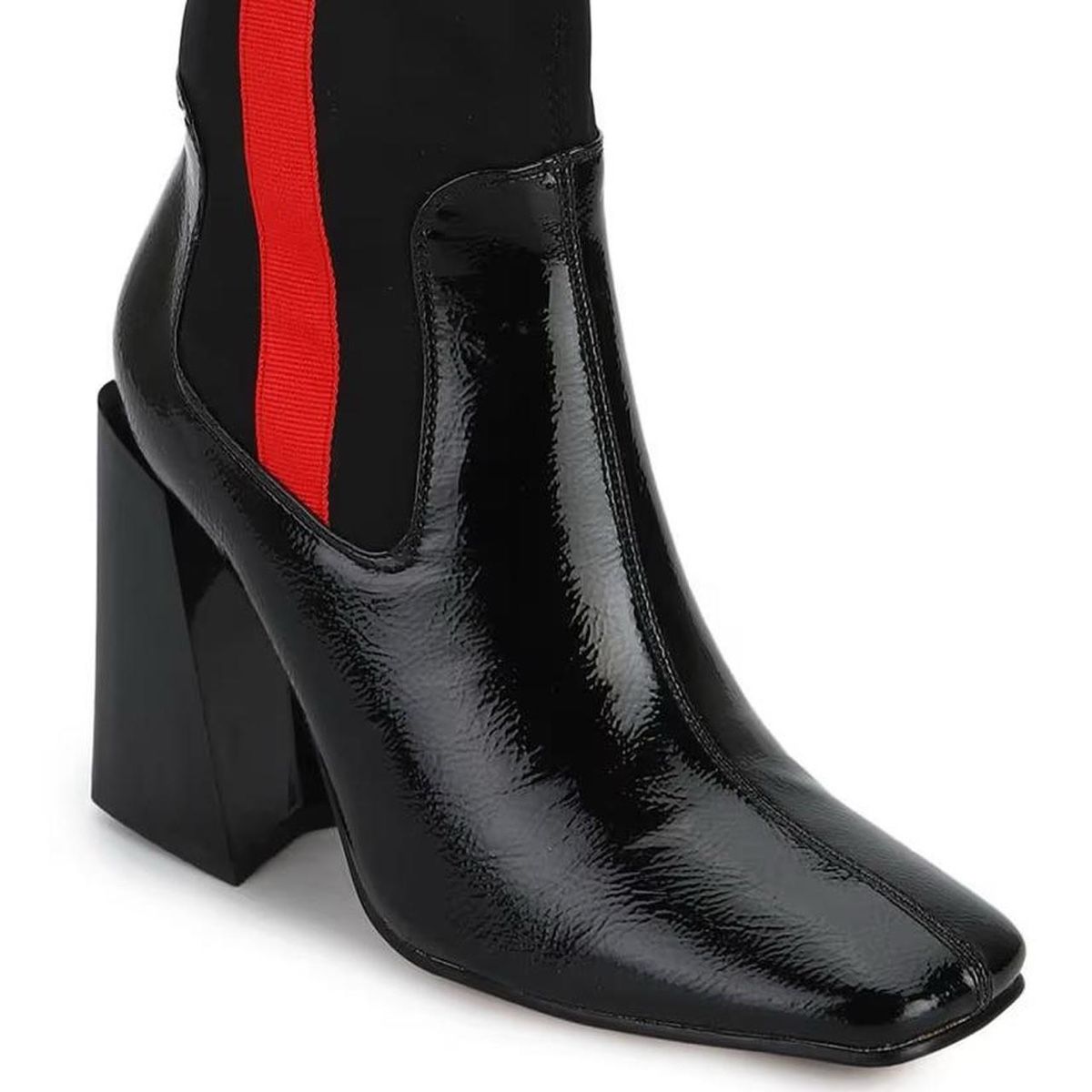 Damenschuhe: Black Ankle Boots with Red Stripe – Neu und originalverpackt aus Basel von 1moonstar 3