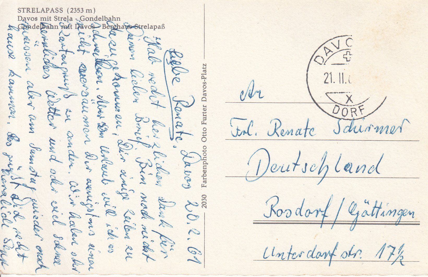 Ansichtskarten: Strela 1961 – Gebraucht aus Bürglen TG von StampGraf 1