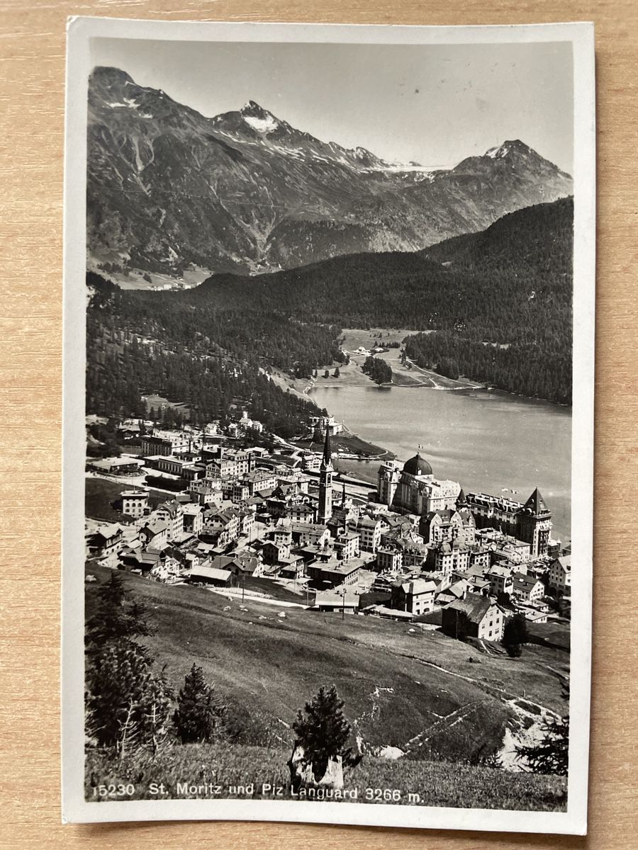 Cartoline postali: Alte Ansichtskarte St. Moritz Piz Languard 1929 frankiert – Usato da Neuhausen am Rheinfall venduto da Arielle55