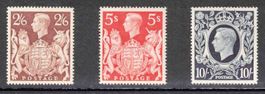 Grossbritannien 1939 George VI, Serie  Mi.212-214 *
