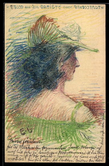 Cartoline postali: Handgemalt sign. E. Langenbach: Karlsruh – Usato da Berlin venduto da bartko-reher