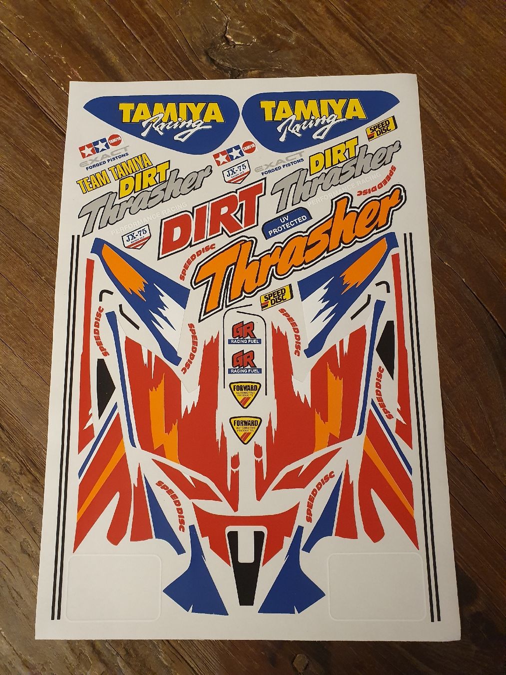 Tamiya Modellismo RC: Repro Decal Set zu Tamiya Dirt Thrasher – Nuovo (secondo la descrizione) da Pfäffikon ZH venduto da Domdalion
