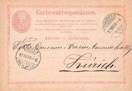 antike Schweizer Postkarte 1874 - FRAUENFELD - ab 1.--