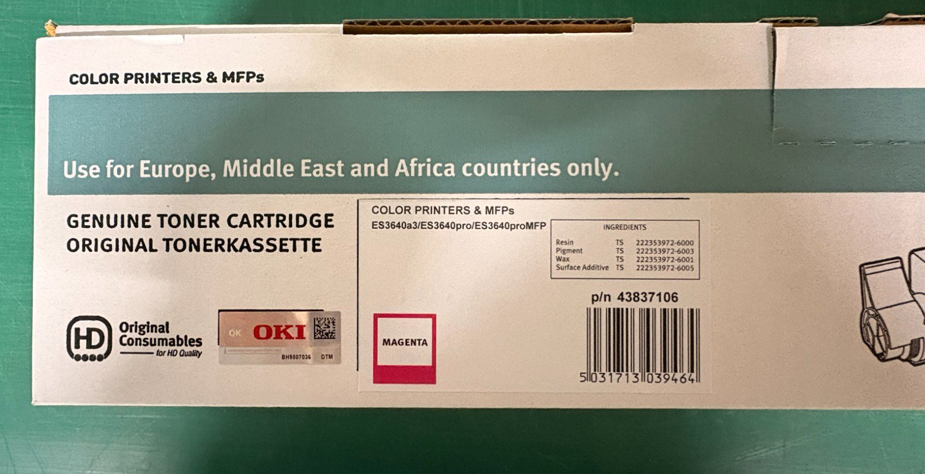 Oki Cartucce per stampanti & toner: OKI Toner Set ES3640 CMYK + Waste Box Original – Nuovo (secondo la descrizione) da Kloten venduto da rtkmedientechnikag 3