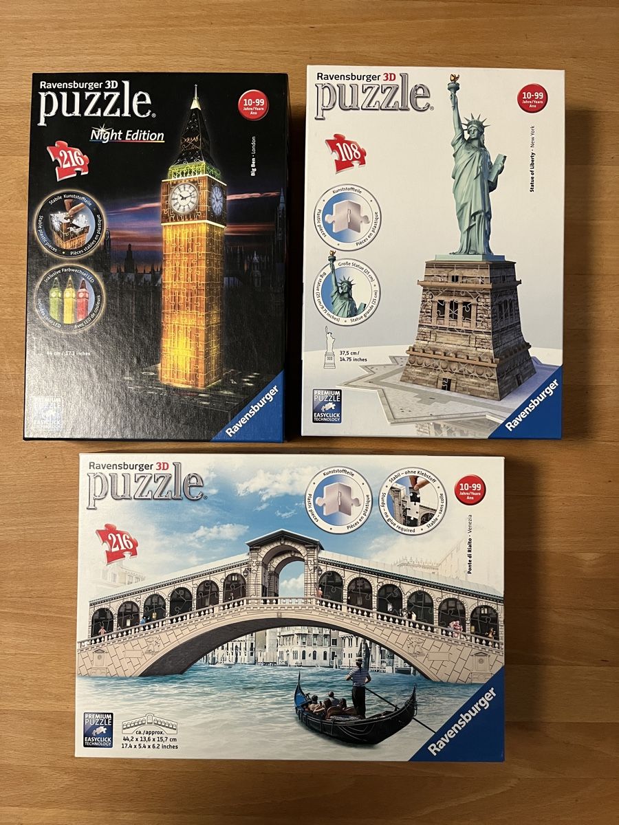 Ravensburger Puzzle: 3 Stück Ravensburger 3D Puzzle – Usato da Niederbipp venduto da zimtzucker78
