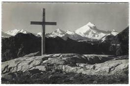 AK Bergkreuz am Lötschenpass, Lyskamm, Weisshorn, TOP