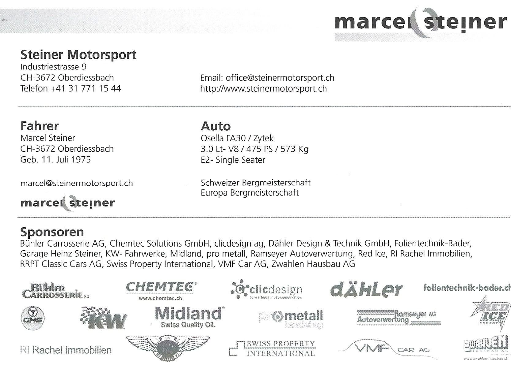 Autogramme: Autogrammkarte; Marcel Steiner 2 – Gebraucht aus Aarburg von Hktm 1