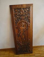 Holz Relief - Wandbild mit Nackter Frau und Schlange.