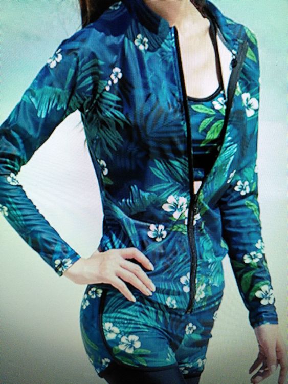 Damen Surf Rashguard Badeanzug - Einteilig, ärmellos, Reißverschluss, LSF 50+