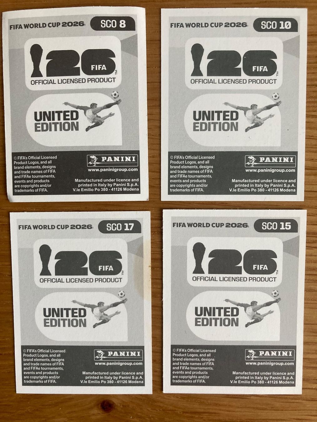 Panini Carte collezionabili: WM Sticker SCO 8, 10, 15, 17 – Nuovo (secondo la descrizione) da Winterthur venduto da Whitefish 1