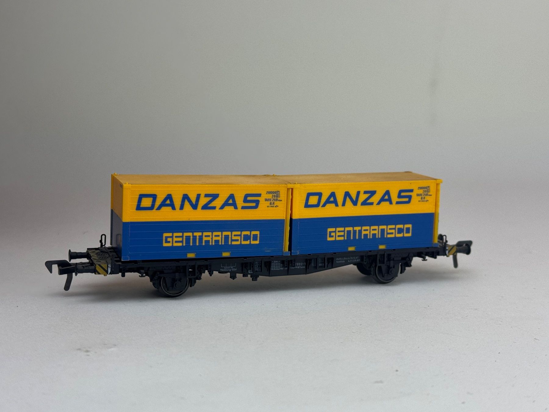 Lima Modellini di ferrovie: HR- Fleischmann  Containertragwagen Danzas – Usato da Elm venduto da Wikmtz 1