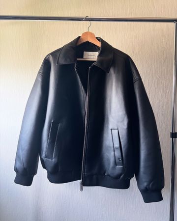 Calvin Klein Lederjacke Schwarz Grösse M -Top Zustand!