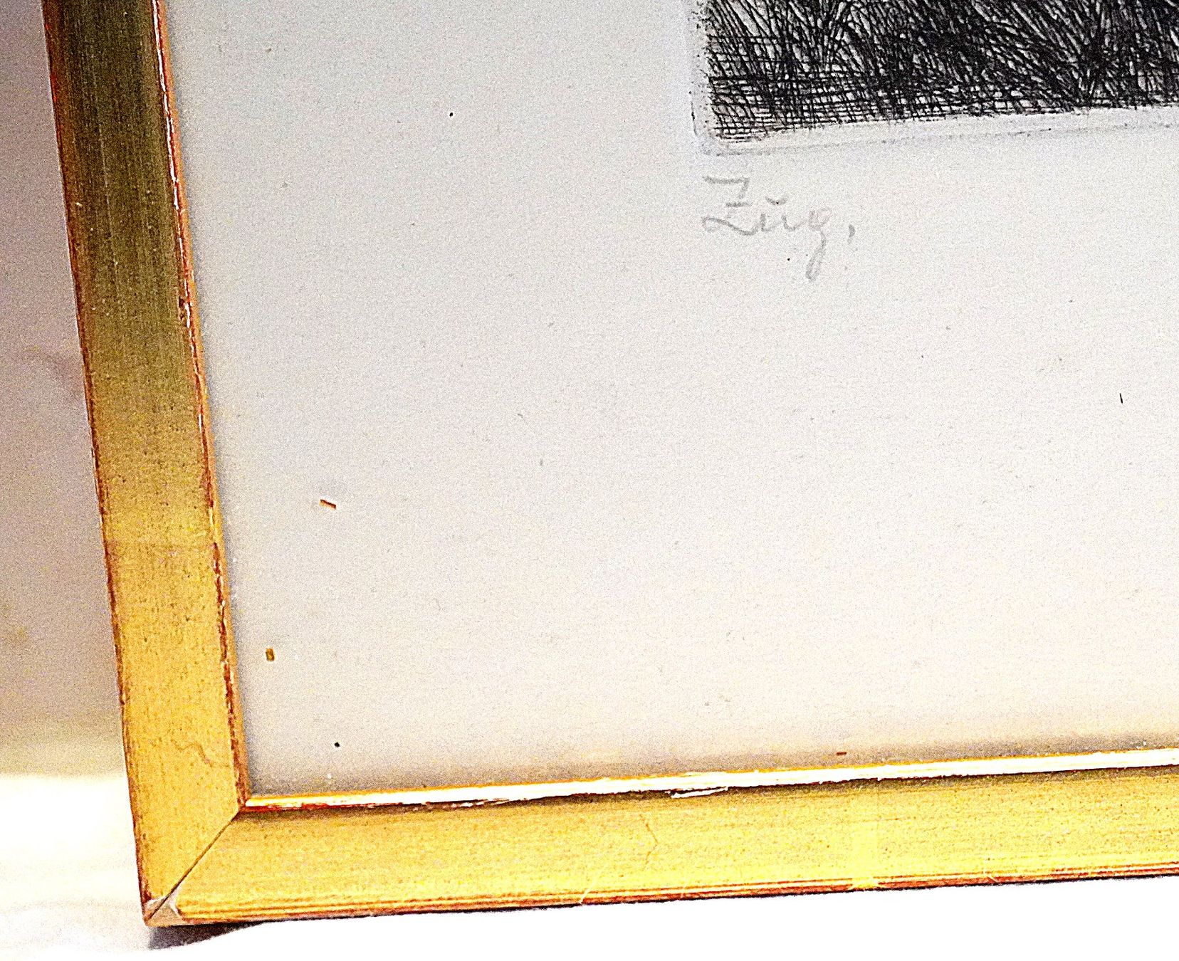 Dipinti: Zug Tuschbild original Rahmen Blattgold – Usato da Baar venduto da 2cvbaar 2