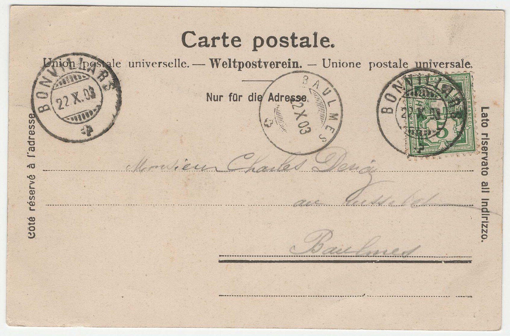 Cartoline postali: Café du Raisin Bonvillars – Usato da Winterthur venduto da Wintiwest 1