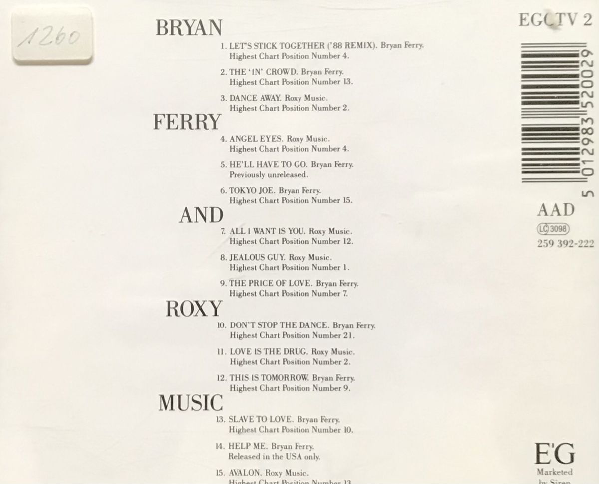 CD: CD Bryan Ferry with Roxy Music - Ultimate Collection – Usato da Zürich venduto da tomakomai 1