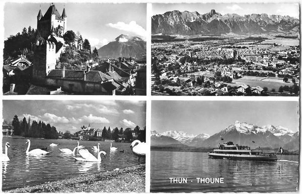 Cartes postales: Thun 4 Bilder mit Dampfschiff – D'occasion à Olten par clotaldi