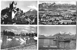 Thun 4 Bilder mit Dampfschiff