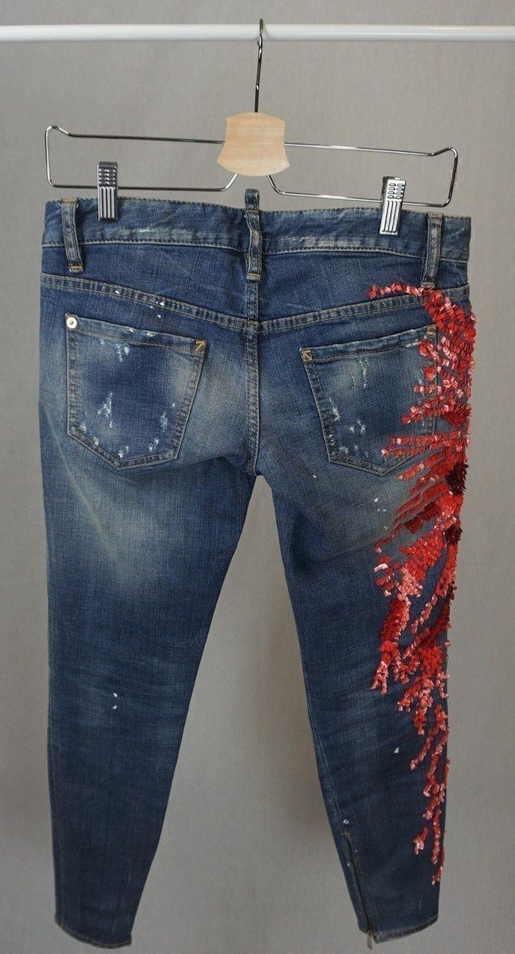 Jeans: Dsquared2 Jeans Rote Pailletten Gr. 34 – Usato da Oberglatt ZH venduto da Hero1512 1
