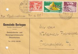 Nachnahme Gemeinde Beringen (SH) nach Frauenfeld (TG) 1955