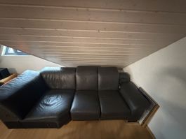 Ledersofa dunkelgrau