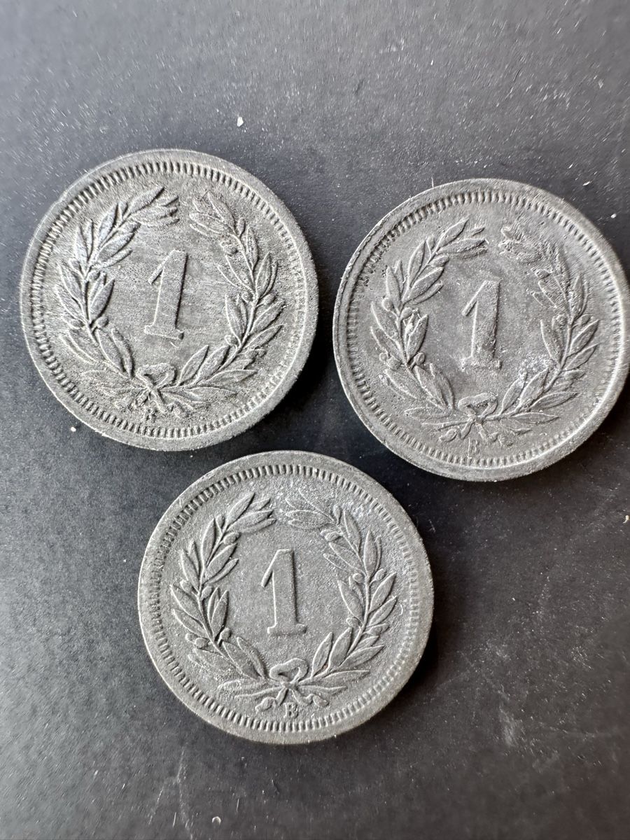 Alle Münzen: 3 x 1 Rappen 1946 – Gebraucht aus Meilen von coins4sale 1