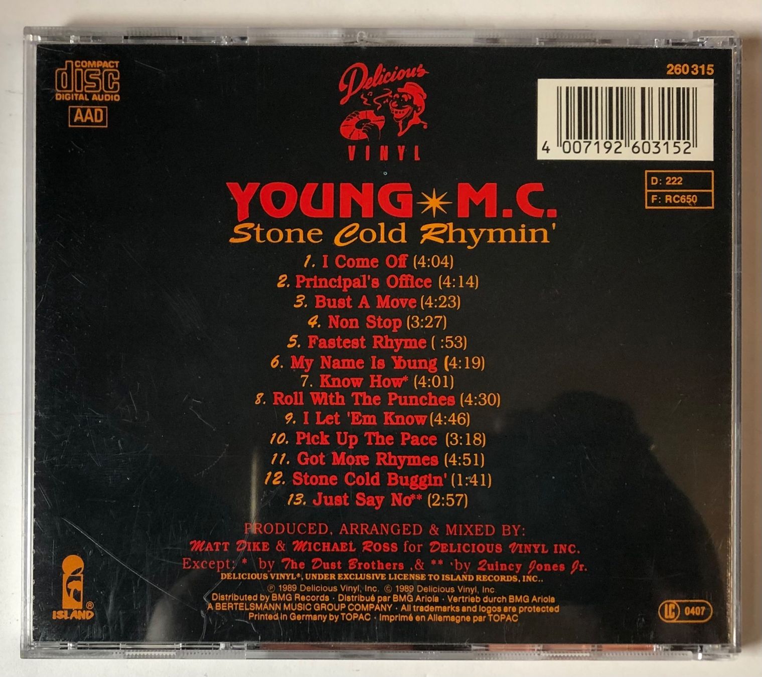 Schallplatten: YOUNG MC - STONE COLD RHYMIN' – Gebraucht aus Poliez-Pittet von Newtown-Records 1