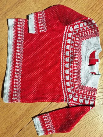 H&M Baby Pullover rot weiss Grösse 74 6-9 Monate