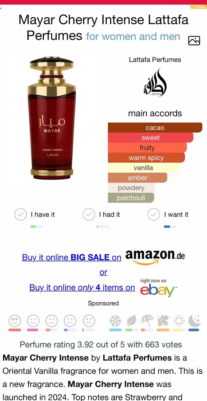 Lattafa Profumi & Eau de Toilette: Lattafa Mayar Cherry Intense EDP 4ml., Neu – Nuovo e nell'imballaggio originale da Zürich venduto da deruja 3