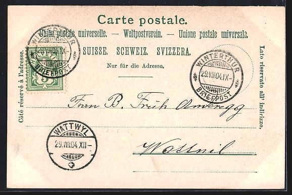 Ansichtskarten: AK Winterthur, Technikum, 1904 – Gebraucht aus Berlin von bartko-reher 1