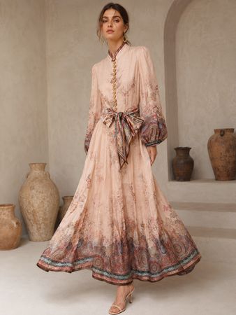 Elegant Linen Midi Dress [Linen&Silk]