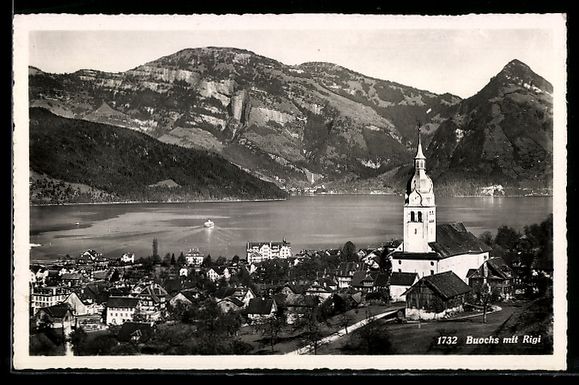 Ansichtskarten: AK Buochs, Ortsansicht mit Rigi – Gebraucht aus Berlin von bartko-reher