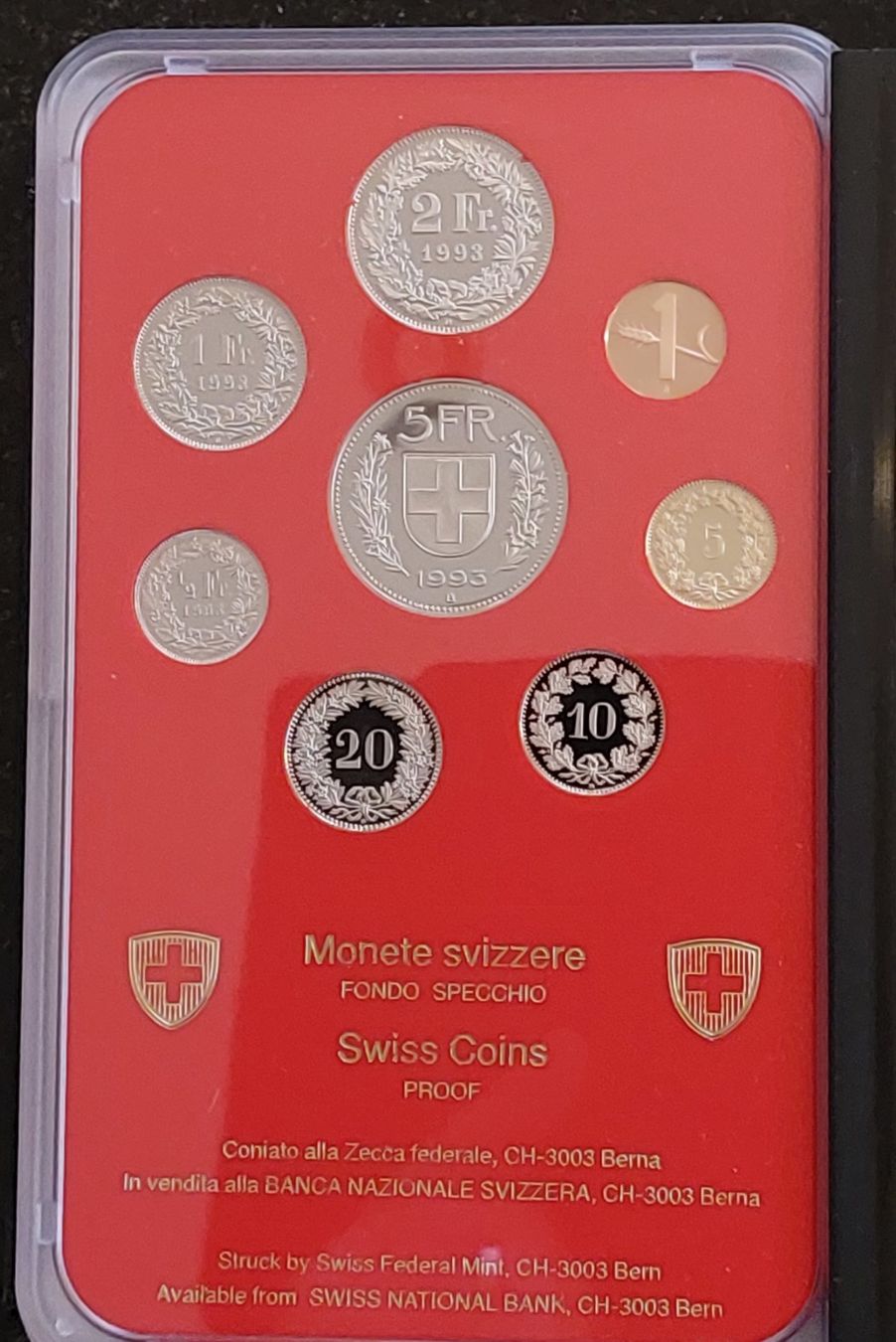 Tutti le monete: Münzsatz Schweiz 1993 pp  / vertiefte Randschrift – Nuovo (secondo la descrizione) da Arch venduto da moneyswiss 2