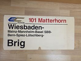 Originales EuroCity Zuglaufschild EC 100/101 Matterhorn