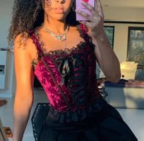 Gothic Samt Corsagentop geschnürt Gr S *neu*