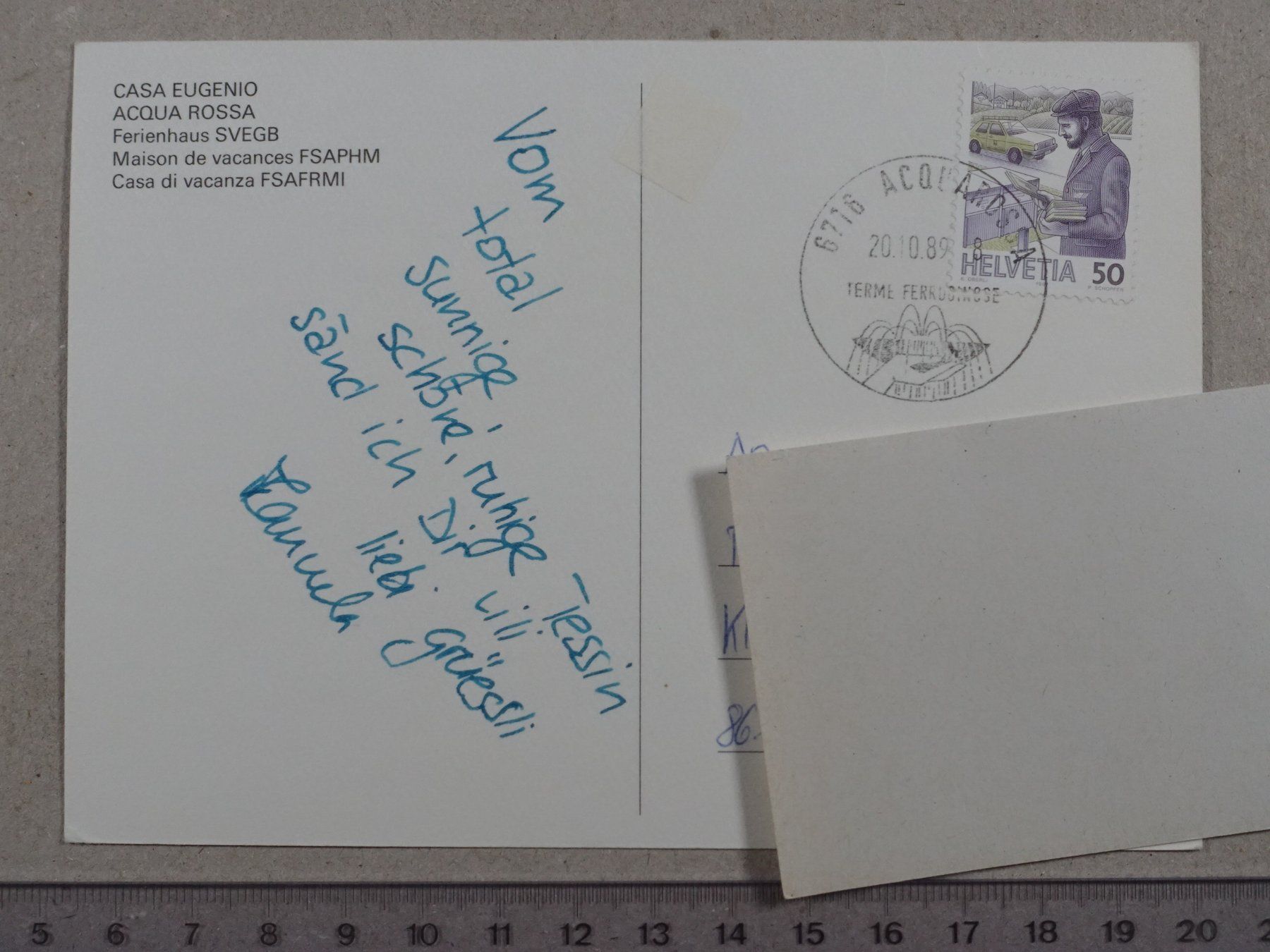 Cartes postales: Acqua Rossa, Casa Eugenio, 1989 – D'occasion à Lenzburg par fh1 1
