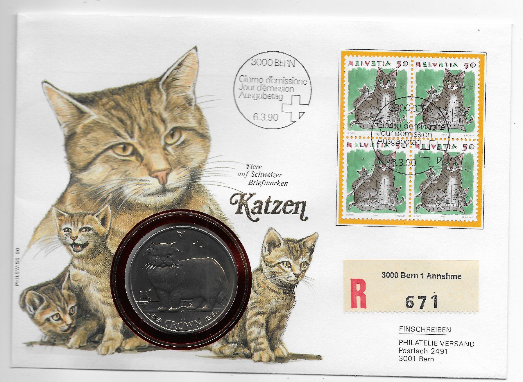 Alle Münzen: Münzbrief Katzen 1990 – Neu (gemäss Beschreibung) aus Hefenhofen von Richsalz
