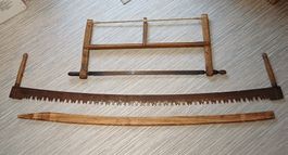 Alte, antike Sägen und Messkluppe  - Vintage Set (Lot)
