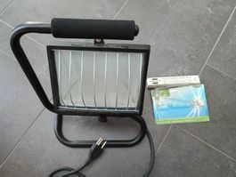 Halogen Baustrahler mit Ersatzleuchtmittel schwarz