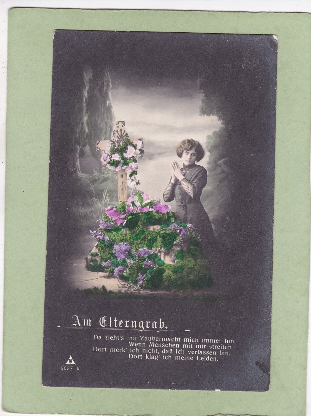 Ansichtskarten: Kitsch Blumen Frau Am Elterngrab 1924 – Gebraucht aus Herisau von Lisegrat2008