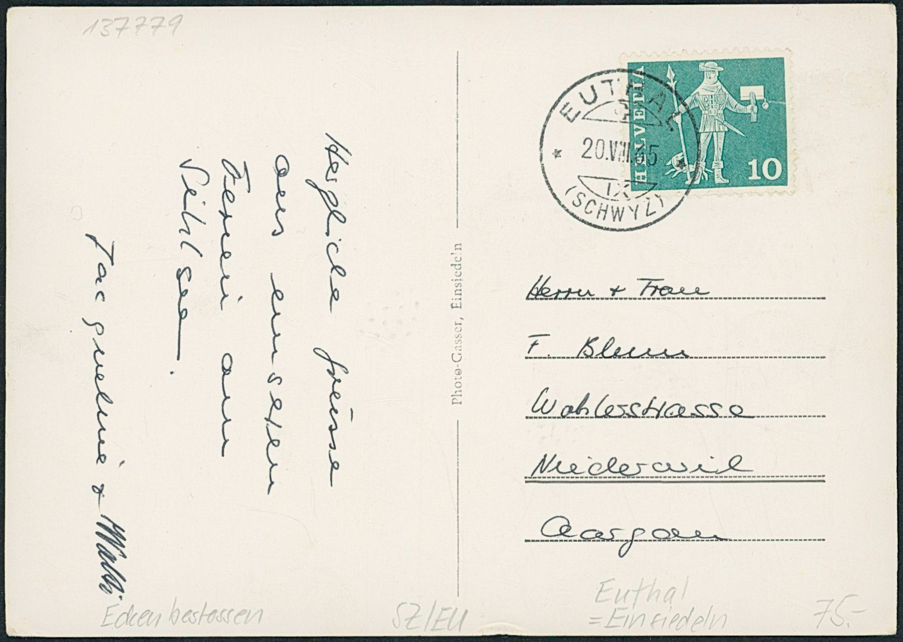 Cartes postales: SZ Euthal - Einsiedeln – D'occasion à Schindellegi par leecollect 1
