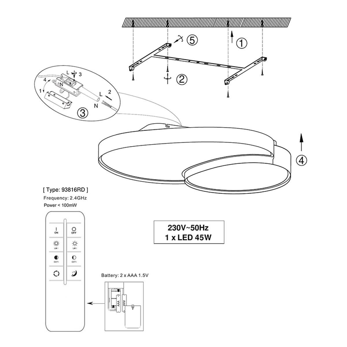 Lampadari & plafoniere: LED Deckenleuchte, Dimmer, 77 cm x 63 cm – Nuovo (secondo la descrizione) da Kreuzlingen venduto da Smart-Light 7