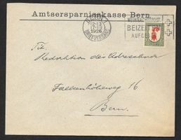 Bern Bedarfsbrief Amtsersparniskasse 17.12.1926