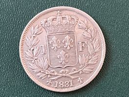 Frankreich 1 Franc Silber Münze Henri V 1831