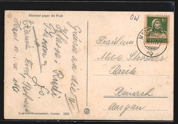 Cartoline postali: AK Melchtal, Teilansicht gegen die Frutt – Usato da Berlin venduto da bartko-reher 1
