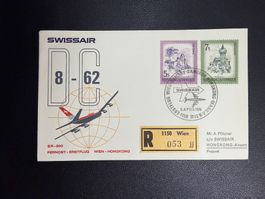 Swissair Erstflugbrief Wien-Hongkong 1974