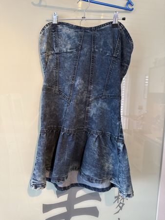 Jeans Kleid Sommerkleid Trägerlos Minikleid Grösse 38 Neu!