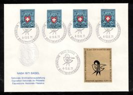 1971, NABA Alle 4 Blockausschnitte W44 auf Ausstellungsbrief